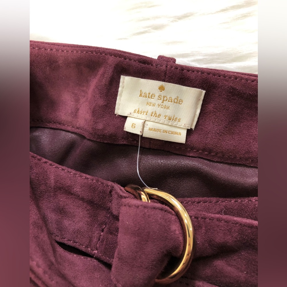 NWT $578 Kate Spade Belted Suede A-Line Skirt - Picture 7 of 7